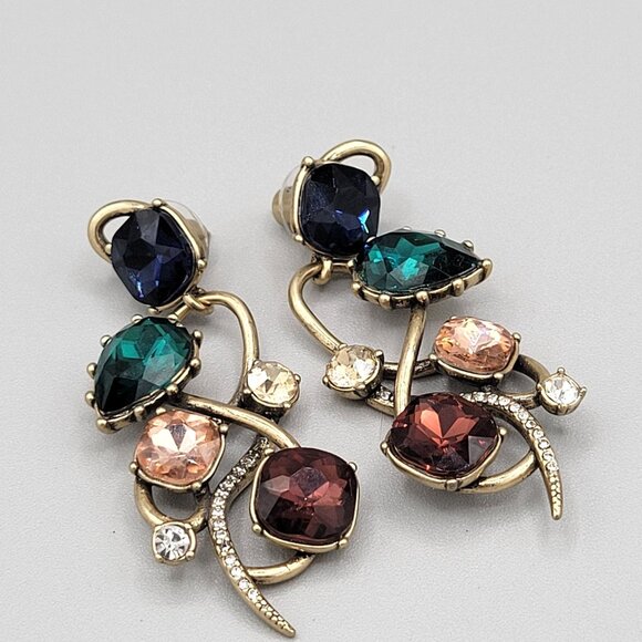 Chloe + Isabel Long Dangle Drop Stud Earrings Multicolored Tourmaline Stones - Picture 4 of 6